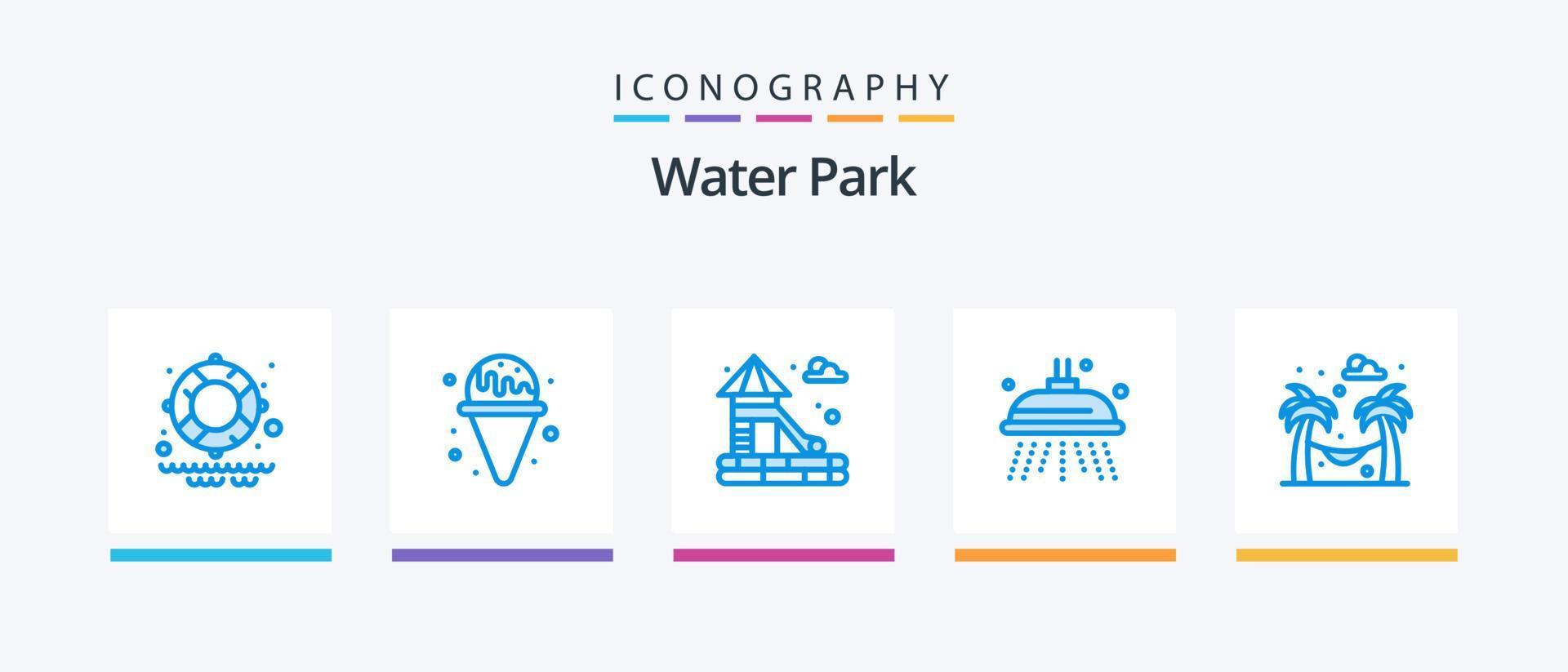 pacote de ícones do parque aquático azul 5, incluindo . parque. jardim. maca. design de ícones criativos vetor