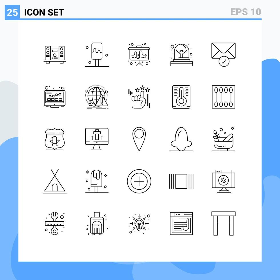 grupo de sinais e símbolos de 25 linhas para elementos de design de vetores editáveis de correio de mercado enviado pela internet