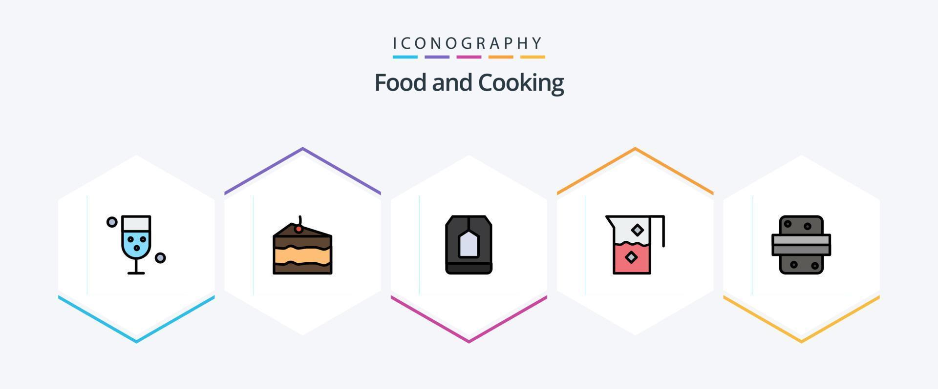 pacote de ícones de 25 linhas preenchidas de comida, incluindo comida. bebida. Comida. e. Comida vetor