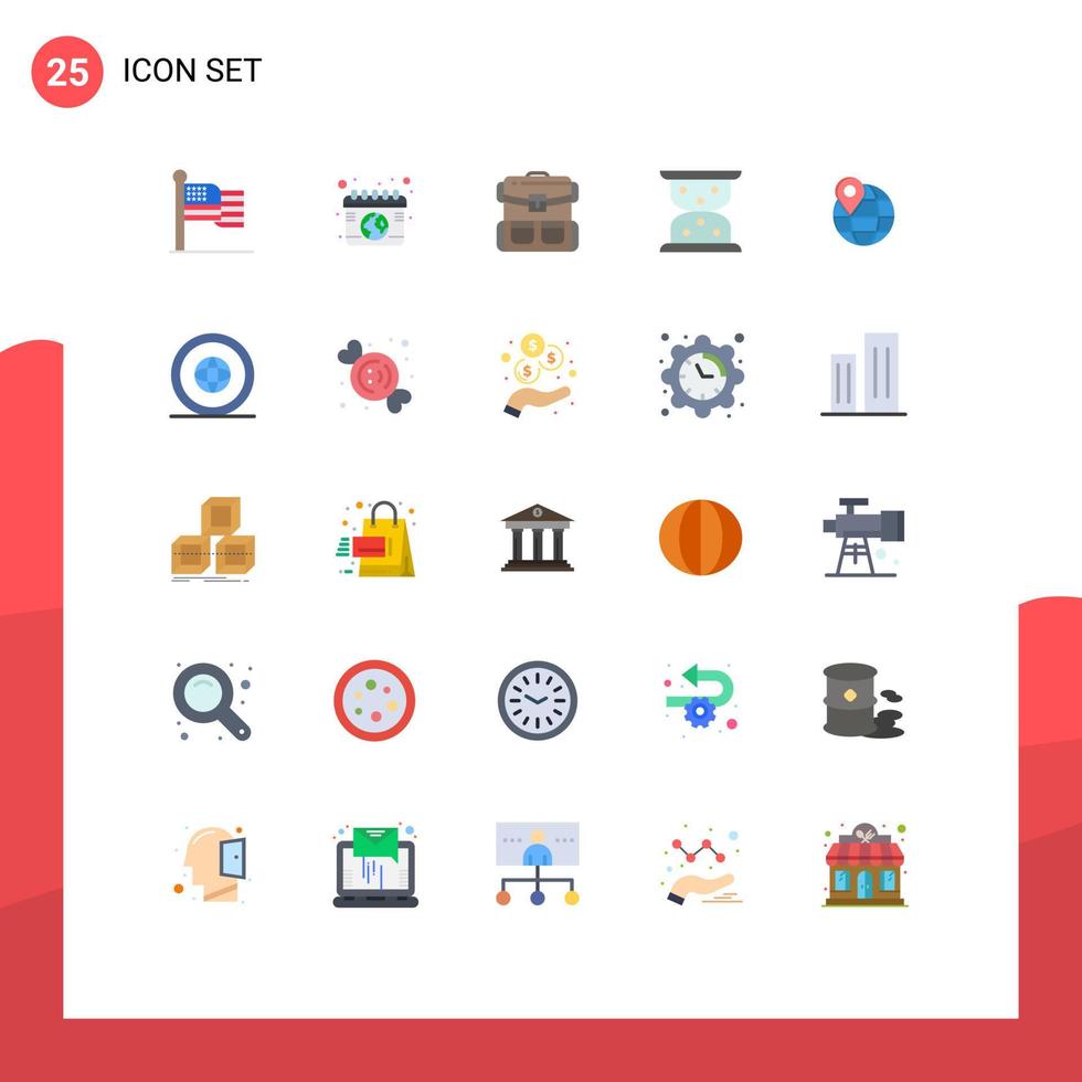 conjunto de 25 sinais de símbolos de ícones de interface do usuário modernos para mapa em espera, carregamento de viagens, caminhadas, elementos de design de vetores editáveis