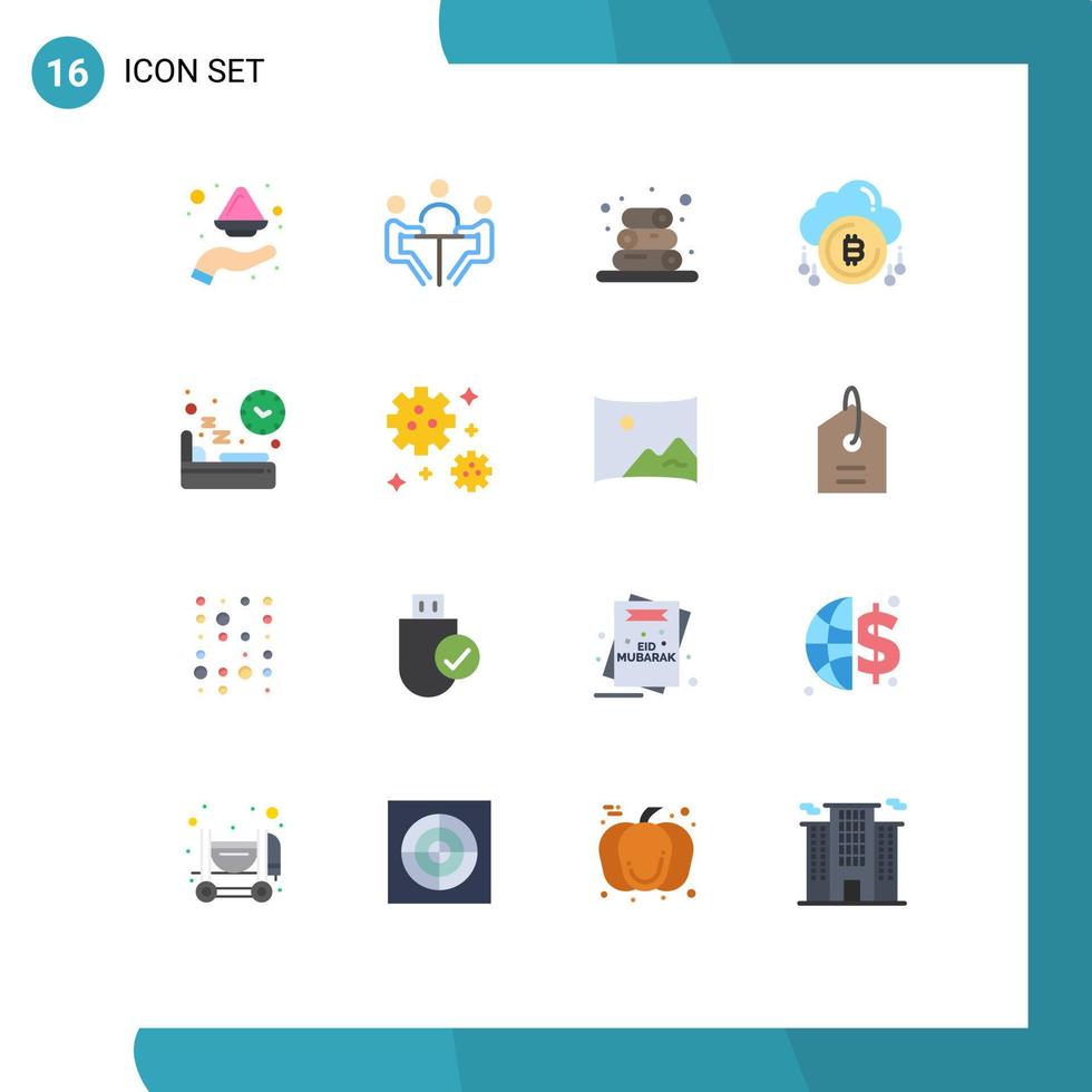 pacote de 16 cores planas criativas de moeda bit discussão pagamento bem-estar pacote editável de elementos de design de vetores criativos