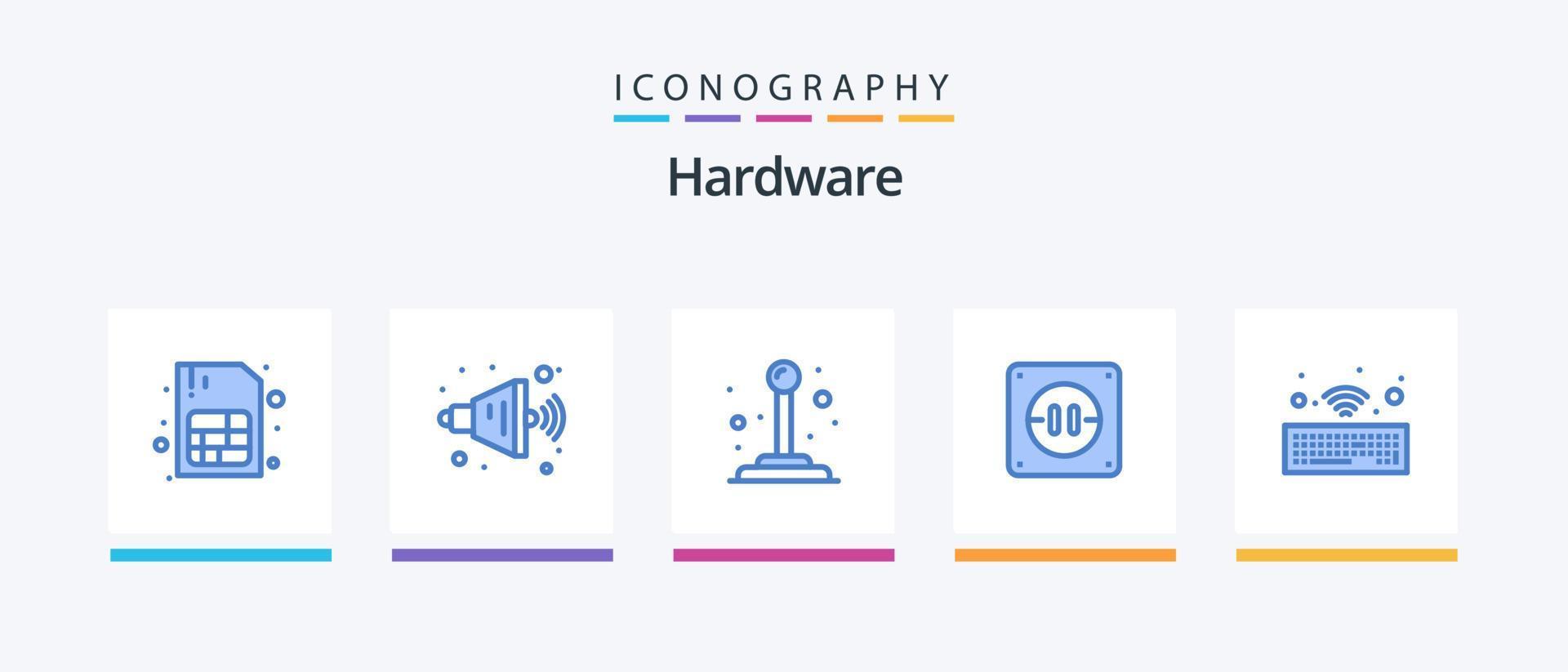 pacote de ícones azul 5 de hardware, incluindo . trocar. sem fio. hardware. design de ícones criativos vetor