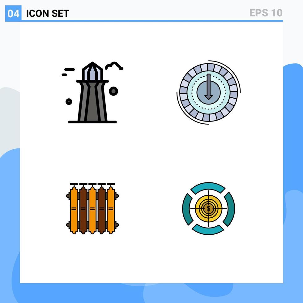 4 cores planas de linhas preenchidas de vetores temáticos e símbolos editáveis de elementos de design de vetores editáveis de despesas de construção de radiadores do Canadá