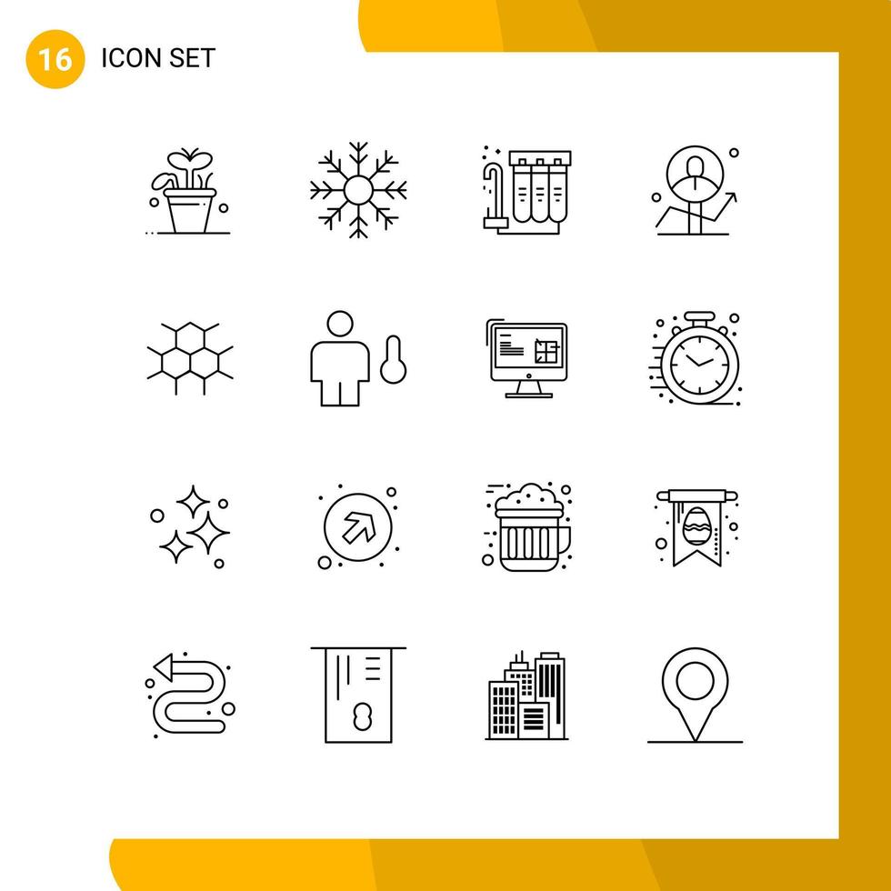 pacote de ícones vetoriais de estoque de 16 sinais e símbolos de linha para gráfico de sucesso elementos de design de vetores editáveis de água masculina de inverno