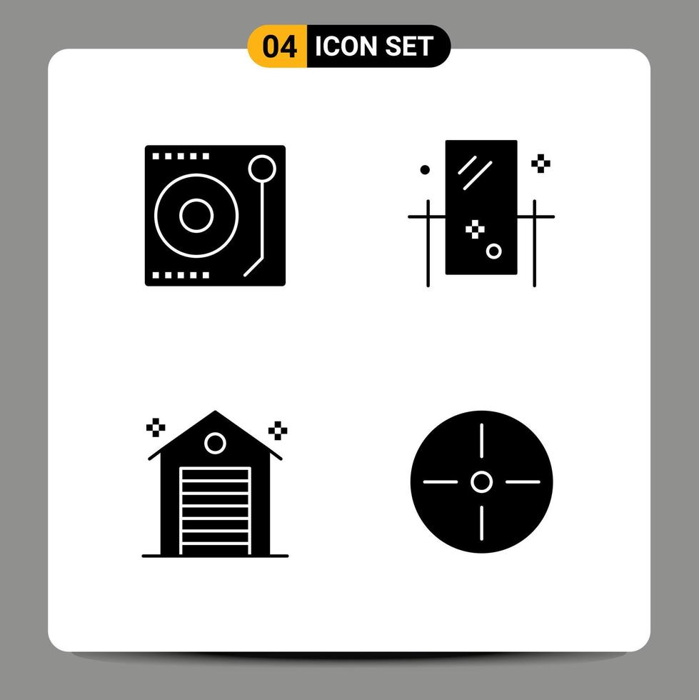 pacote de ícones vetoriais de estoque de 4 sinais e símbolos de linha para elementos de design de vetores editáveis de escritório de preparação de jogadores de construção de áudio