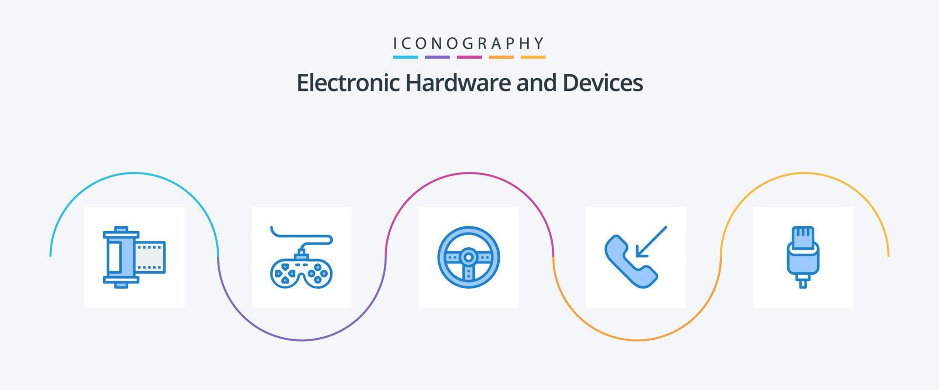 pacote de ícones de 5 dispositivos azuis, incluindo carga. telefone. controlador. extrovertido. ligar vetor