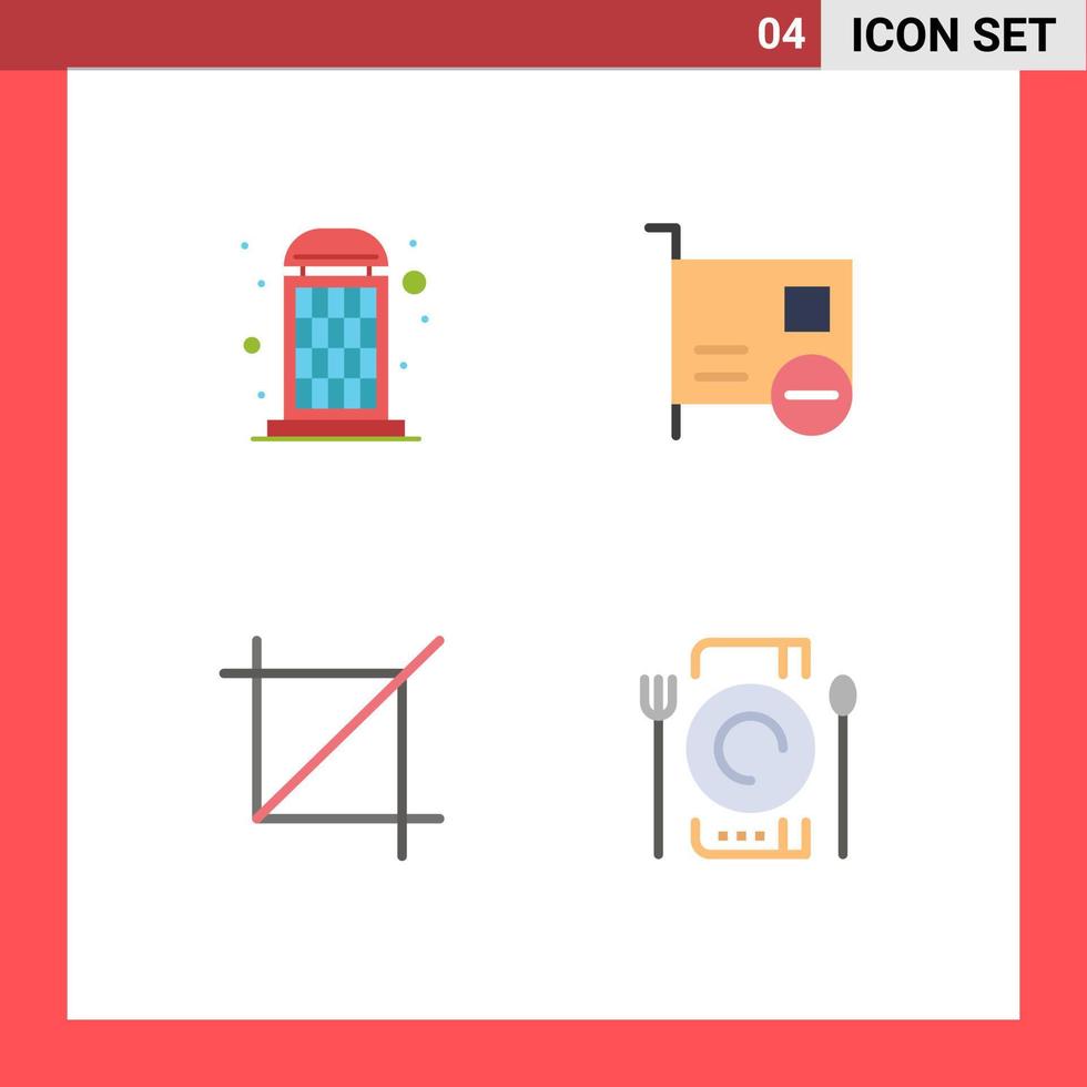 grupo de símbolos de ícone universal de 4 ícones planos modernos de símbolos de dispositivos de chamada de cultura de cabine editáveis elementos de design vetorial vetor