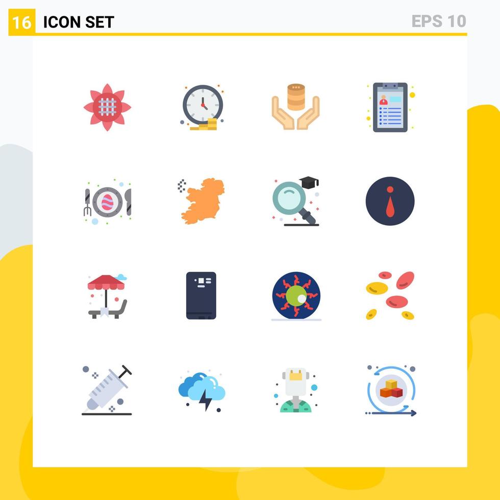 16 ícones criativos, sinais modernos e símbolos do tempo de trabalho do ovo cv pacote editável seguro de elementos de design de vetores criativos