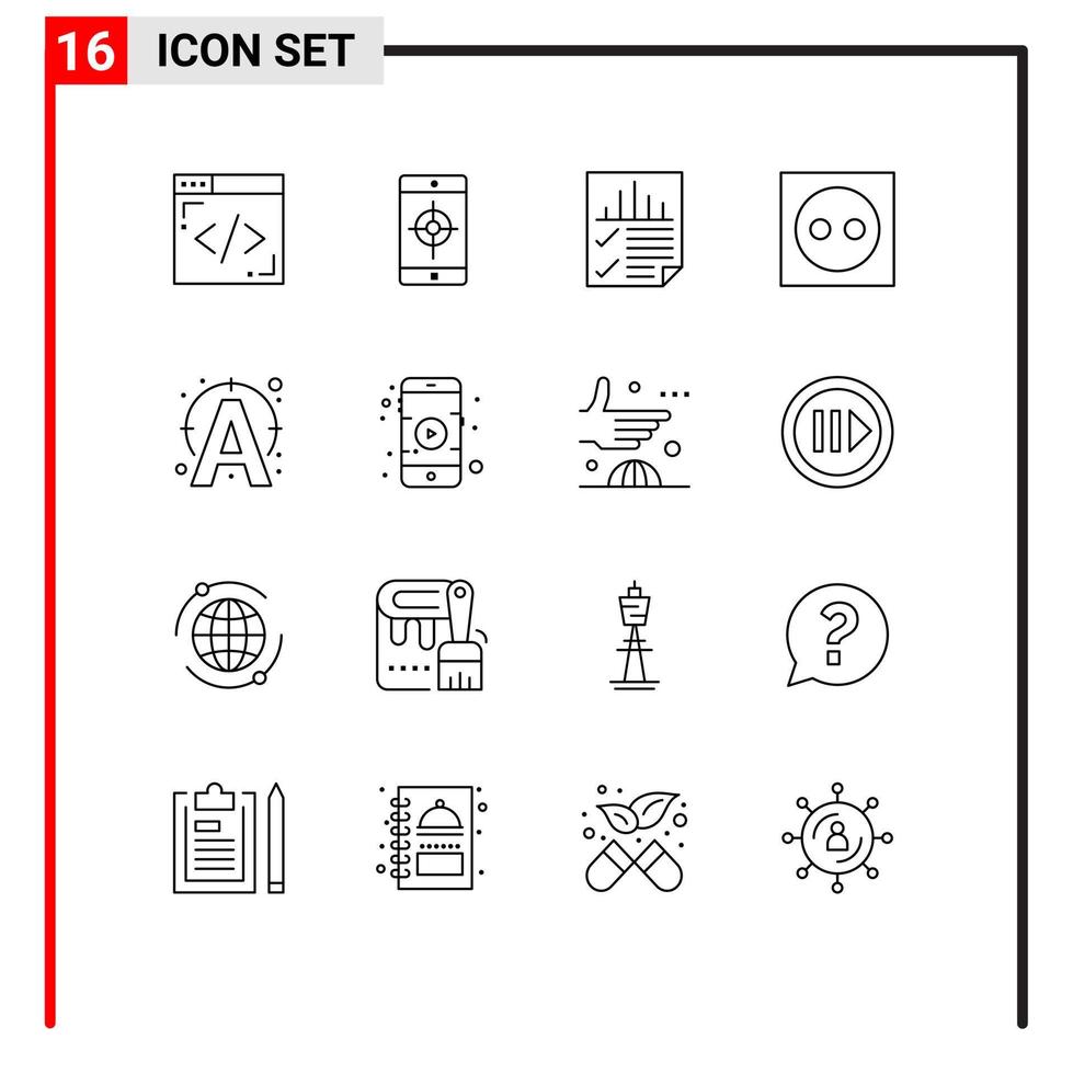 pacote de ícones vetoriais de estoque de 16 sinais e símbolos de linha para editar elementos de design de vetores editáveis de apartamento de luz de documento de luz