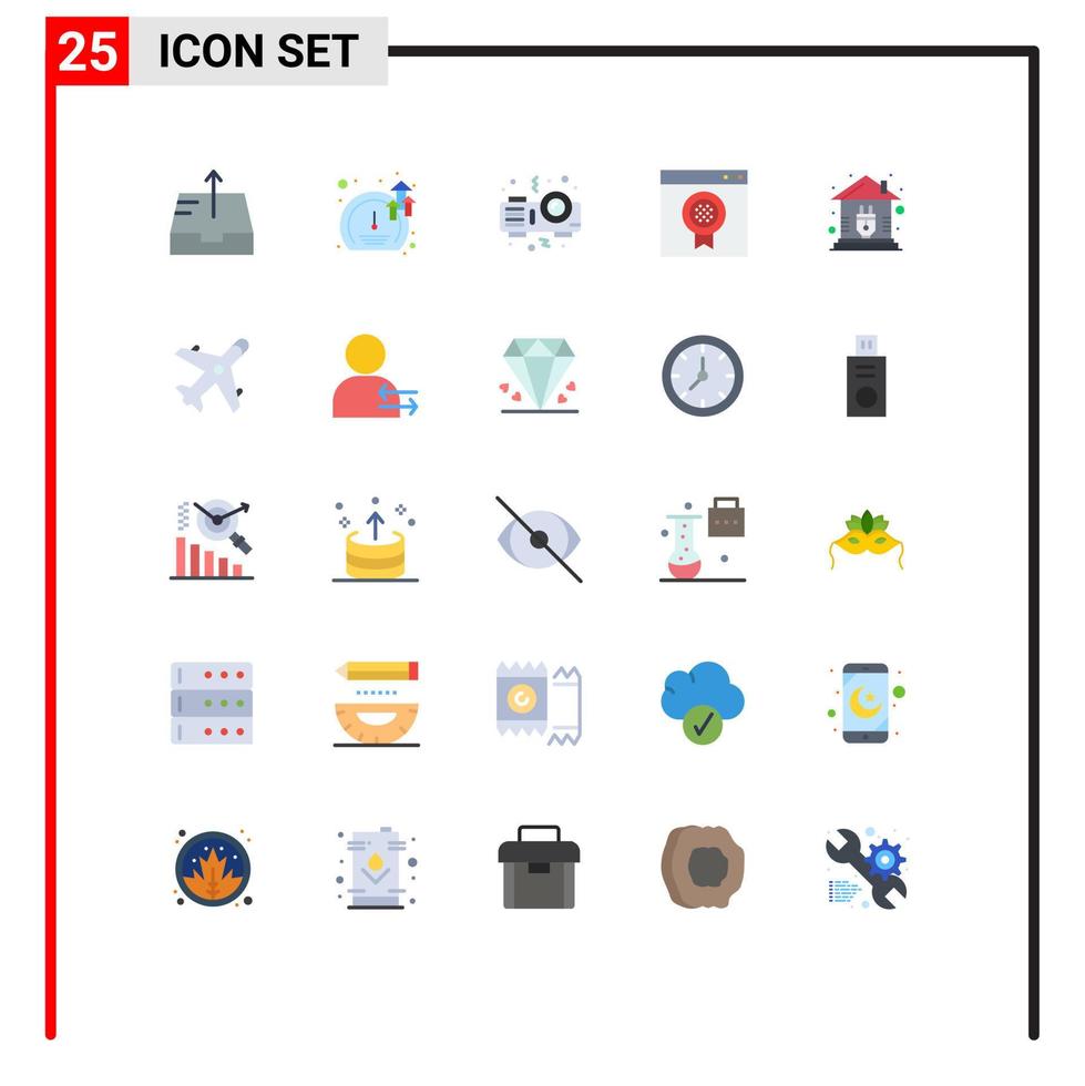 conjunto moderno de 25 cores planas e símbolos, como elementos de design de vetores editáveis de medalha de controle noturno em casa inteligente