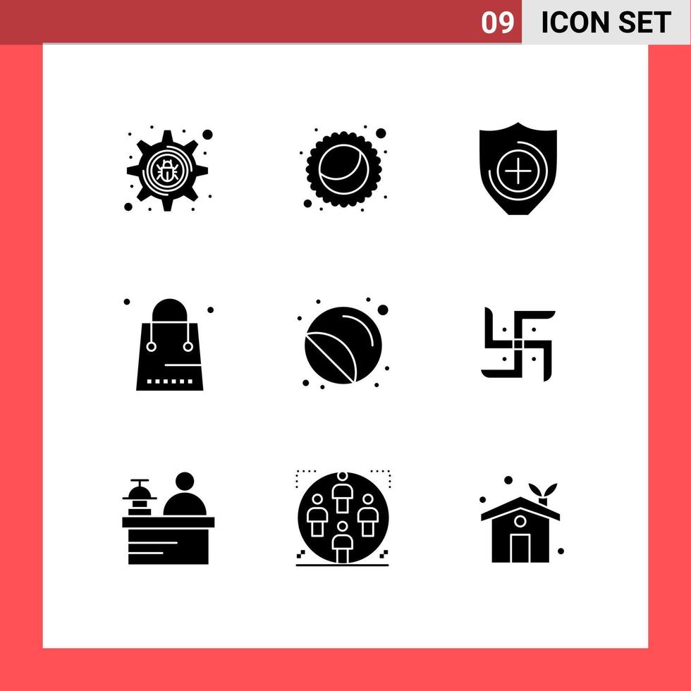 9 pacote de glifos sólidos de interface de usuário de sinais e símbolos modernos de impressão de rótulos de escudo de impressão elementos de design de vetores editáveis de férias