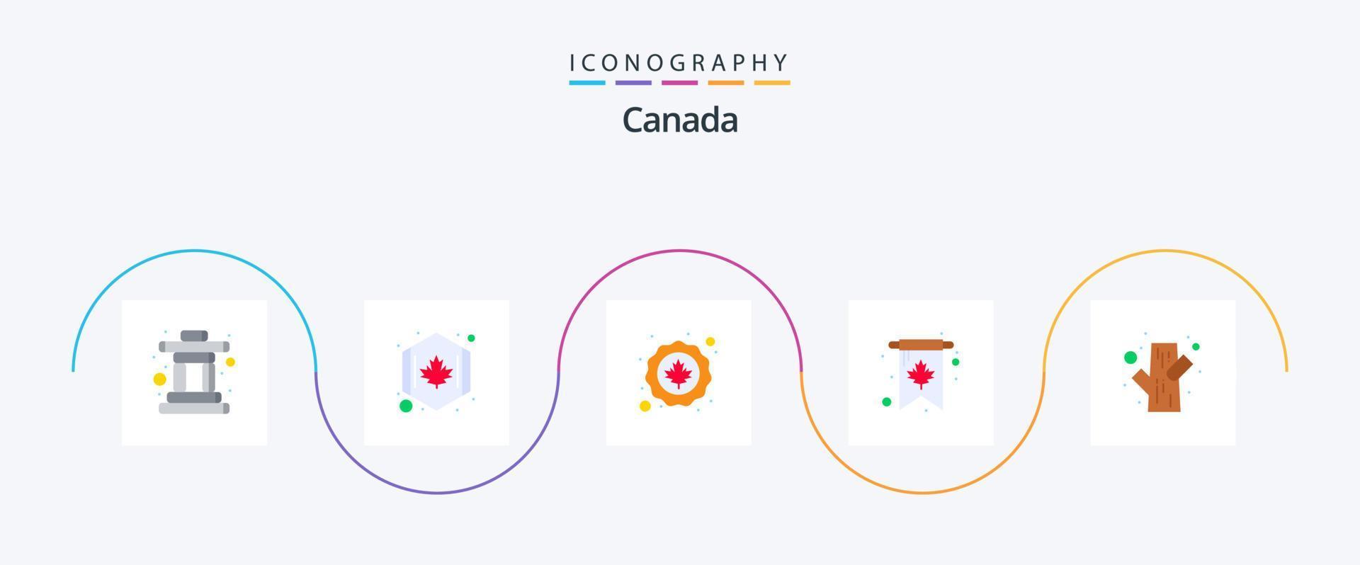 Pacote de ícones do Canadá Flat 5, incluindo coto. dia. Canadá. celebração. cartão vetor