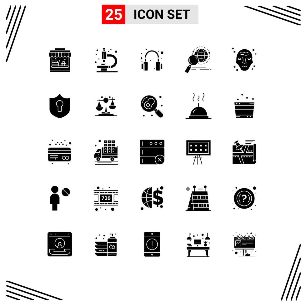25 ícones criativos, sinais modernos e símbolos do espaço, galáxia, fone de ouvido, pesquisa alienígena, elementos de design de vetores editáveis