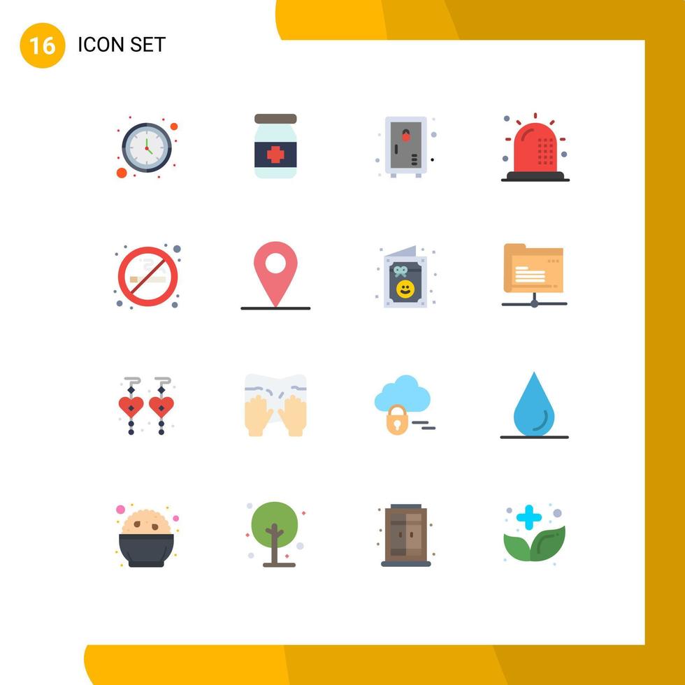 conjunto de cores planas de interface móvel de 16 pictogramas de forma de bloqueio de saúde de sinal pacote editável de doença de elementos de design de vetores criativos