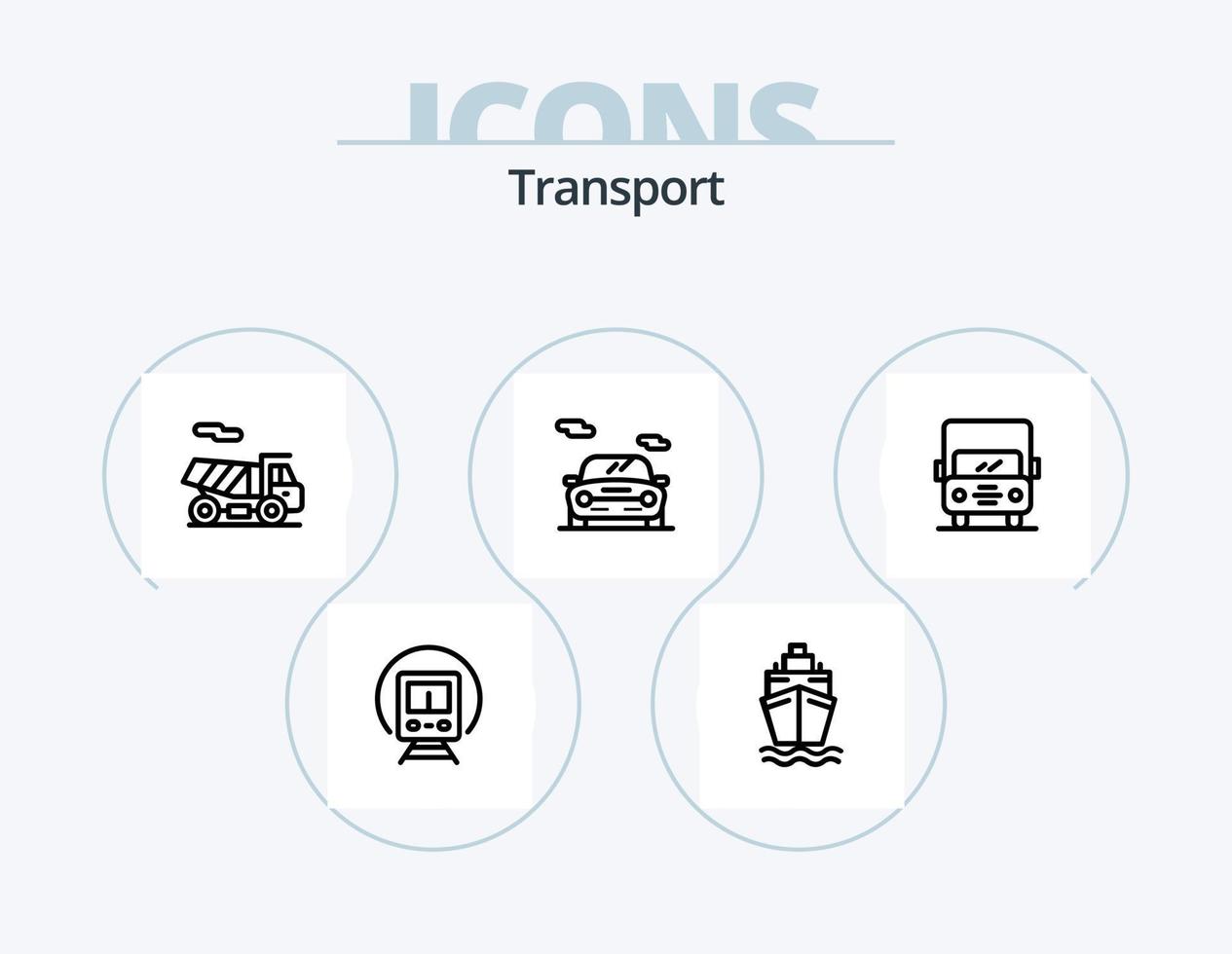 ícone da linha de transporte pack 5 design de ícone. . contorno. transporte. empilhadeira. transporte vetor