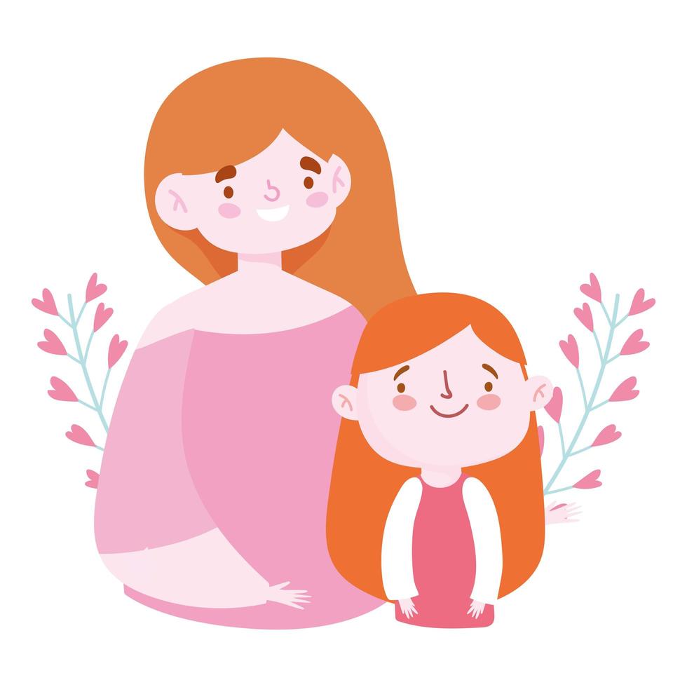 desenho animado de personagens de mãe e filha, dia da família vetor