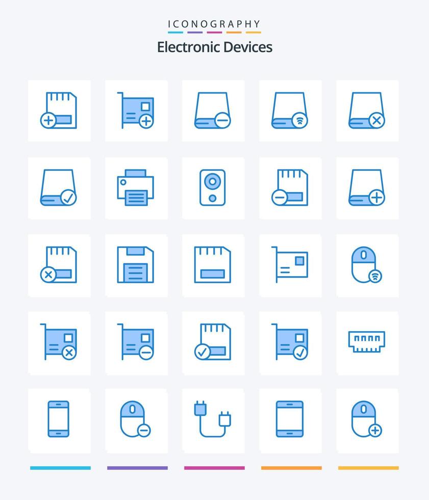 dispositivos criativos 25 pacote de ícones azuis, como gadget. computadores. gadget. gadget. dispositivos vetor