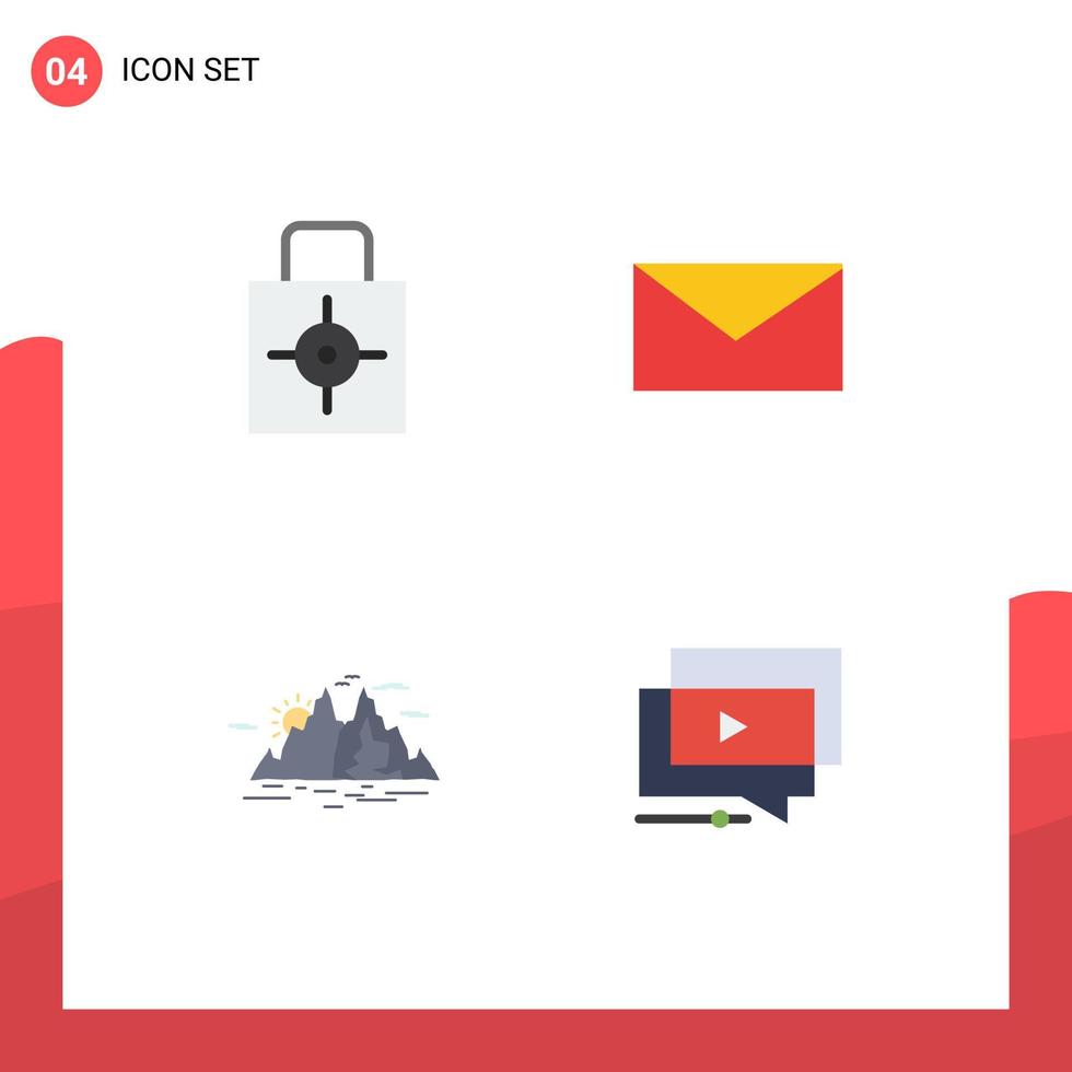 4 ícones planos de vetores temáticos e símbolos editáveis de elementos de design de vetores editáveis de e-mail de segurança de colina chave