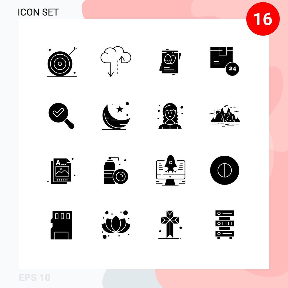grupo de símbolos de ícones universais de 16 glifos sólidos modernos de encontrar produtos de transporte passpoet hr elementos de design de vetores editáveis