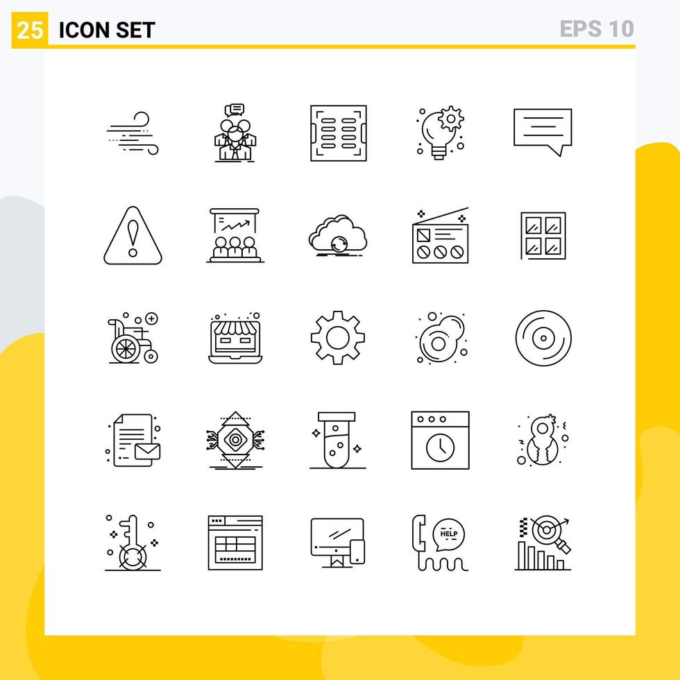 conjunto de 25 sinais de símbolos de ícones de interface do usuário modernos para elementos de design de vetores editáveis de drenagem de negócios de equipe de empresário de bolha