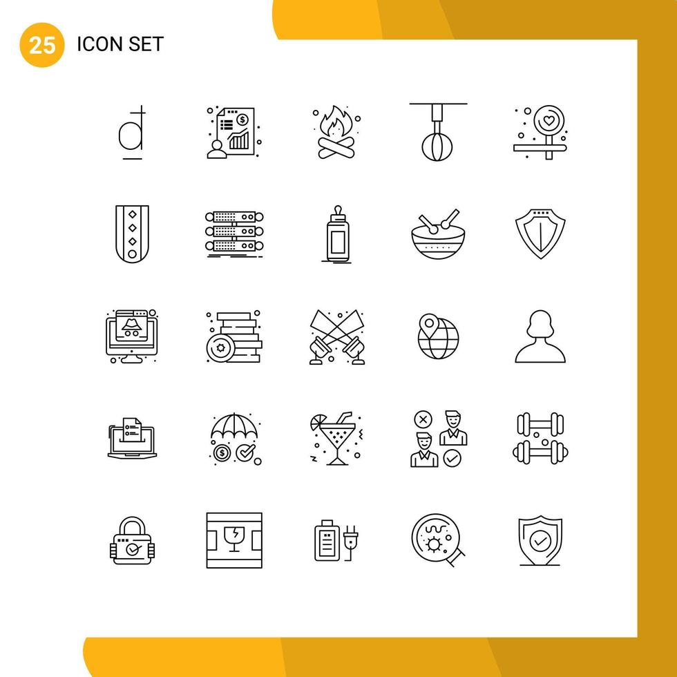 pacote de ícones vetoriais de estoque de 25 sinais e símbolos de linha para elementos de design de vetores editáveis de natureza doméstica