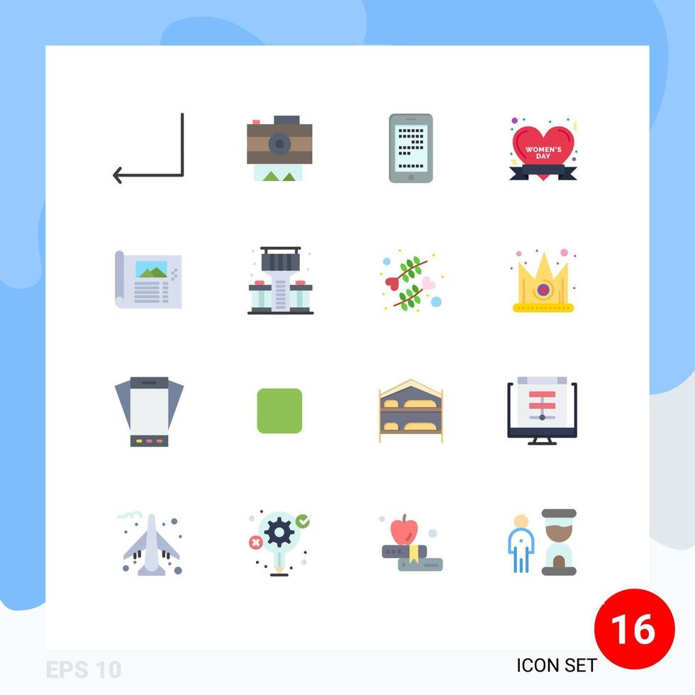 grupo de 16 cores planas modernas definidas para educação de design de plano dia da mulher pacote editável de elementos de design de vetores criativos
