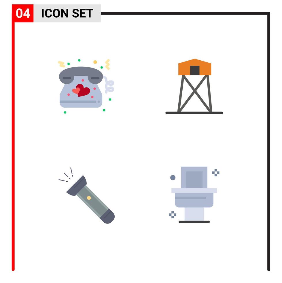 pacote de ícone de vetor de estoque de 4 sinais e símbolos de linha para caça de casamento de tocha de coração elementos de design de vetor editável em flash