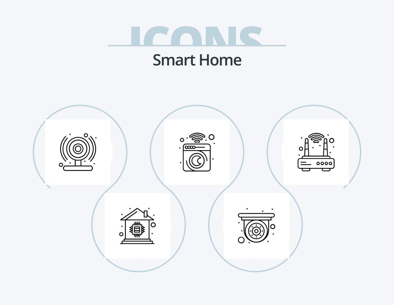 ícone de linha doméstica inteligente pack 5 design de ícone. lar. potência. lasca. lar. energia vetor