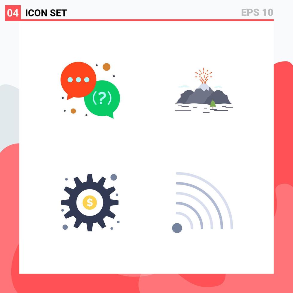 pacote de interface de usuário de 4 ícones planos básicos de paisagem de suporte de dólar de ajuda para gerar elementos de design de vetores editáveis