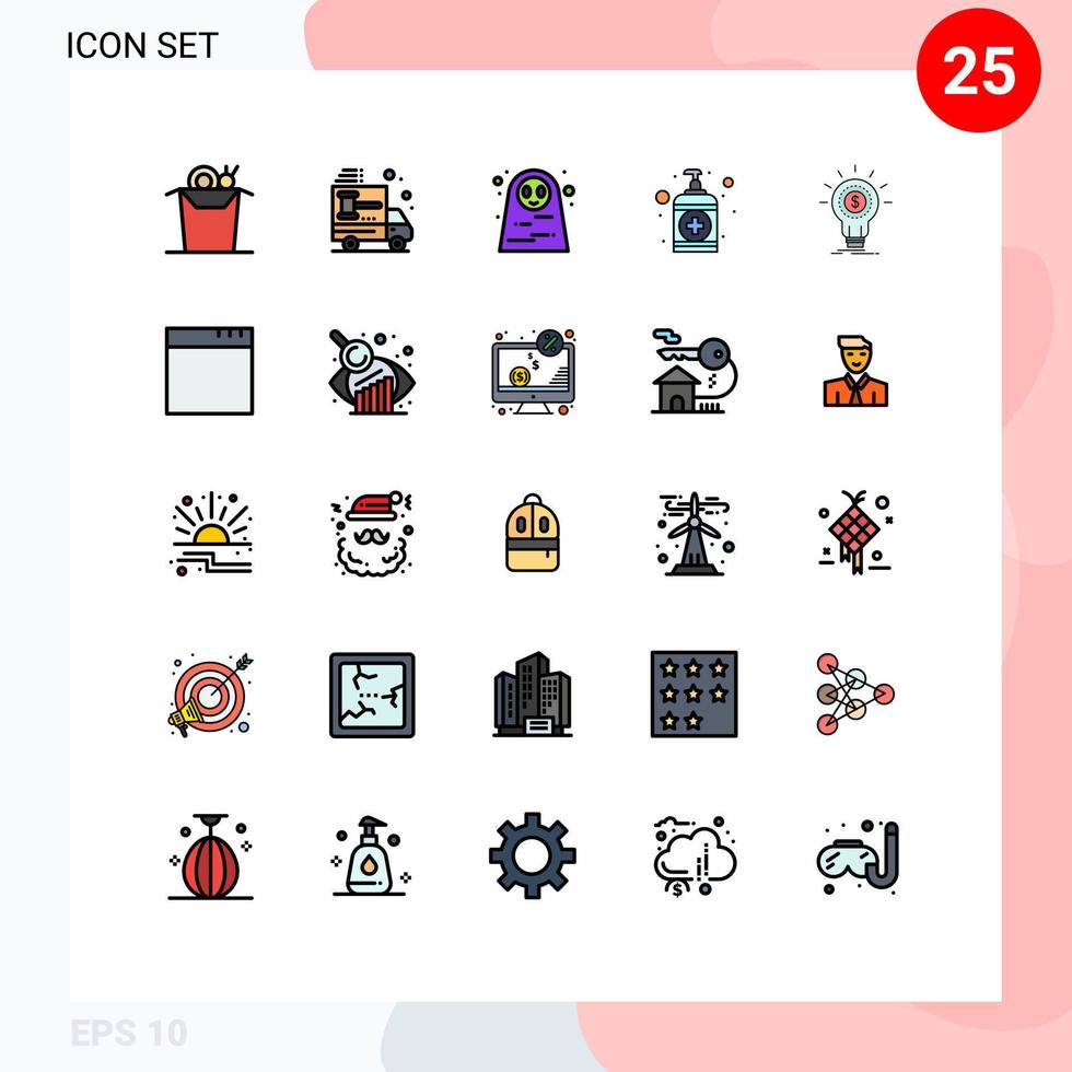 pacote de linha de vetor editável de 25 cores planas de linha preenchida simples de cuidados financeiros mulher morta lavar mão elementos de design de vetor editável