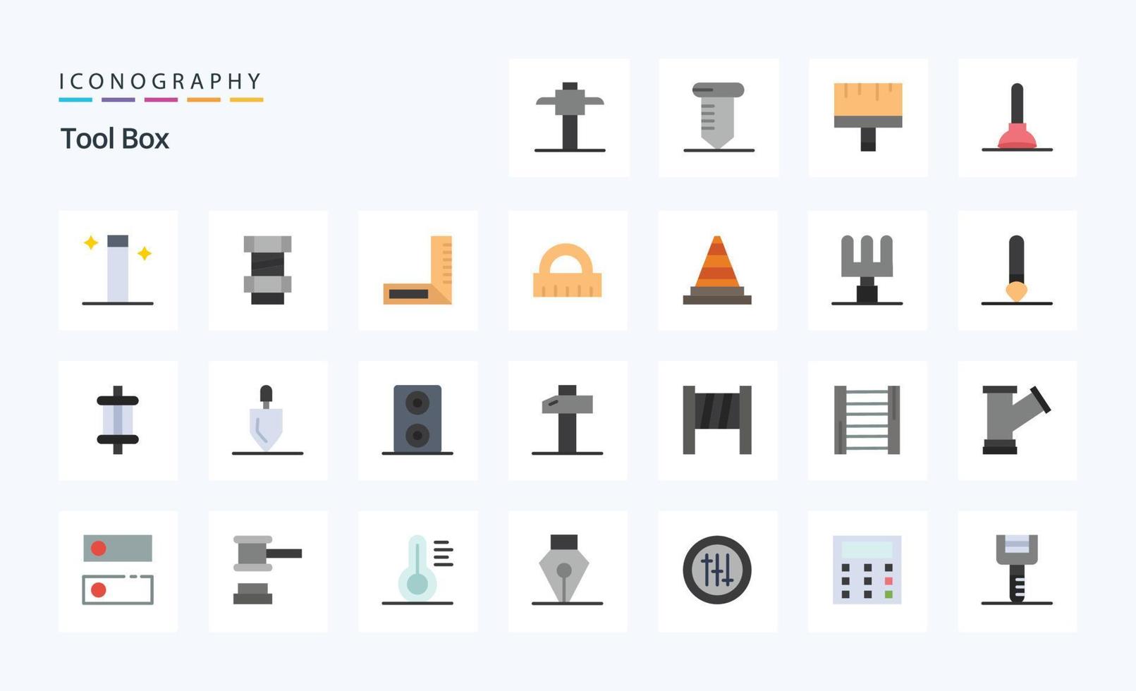 pacote de ícones de cores planas de 25 ferramentas vetor
