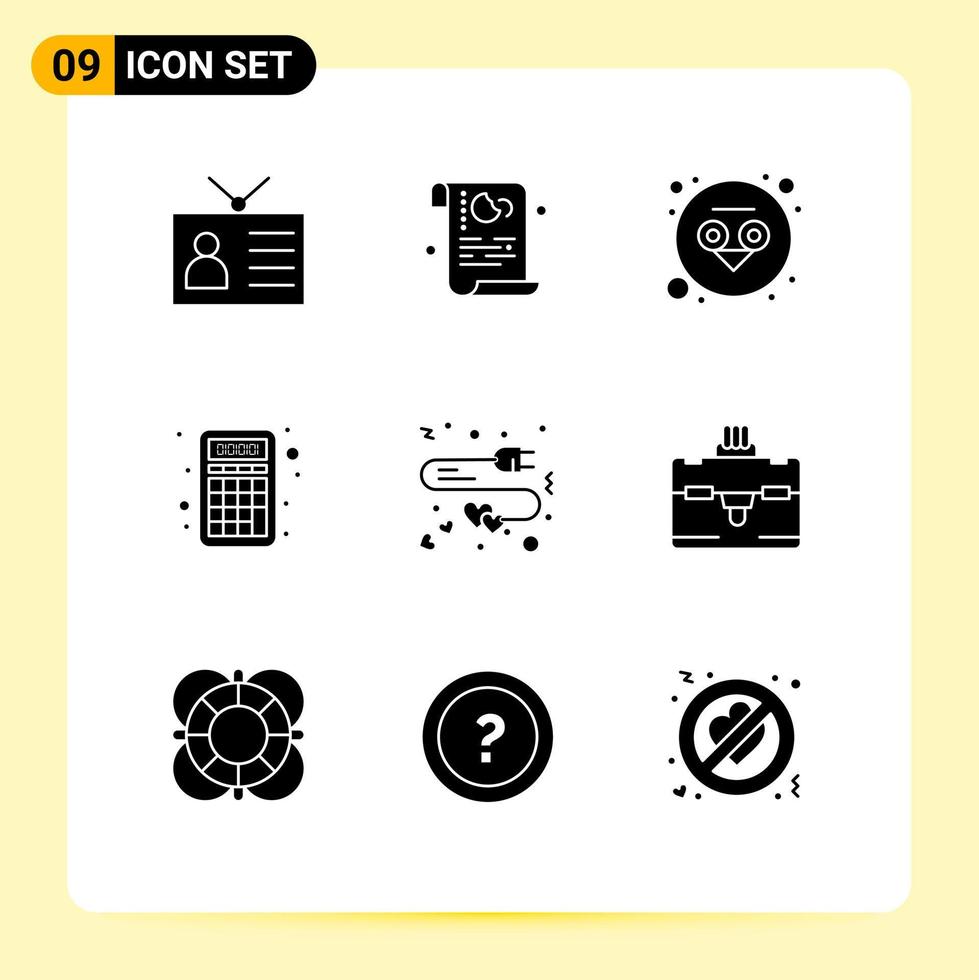 9 ícones criativos sinais modernos e símbolos de extensão matemática privacidade calculadora sabedoria elementos de design de vetores editáveis
