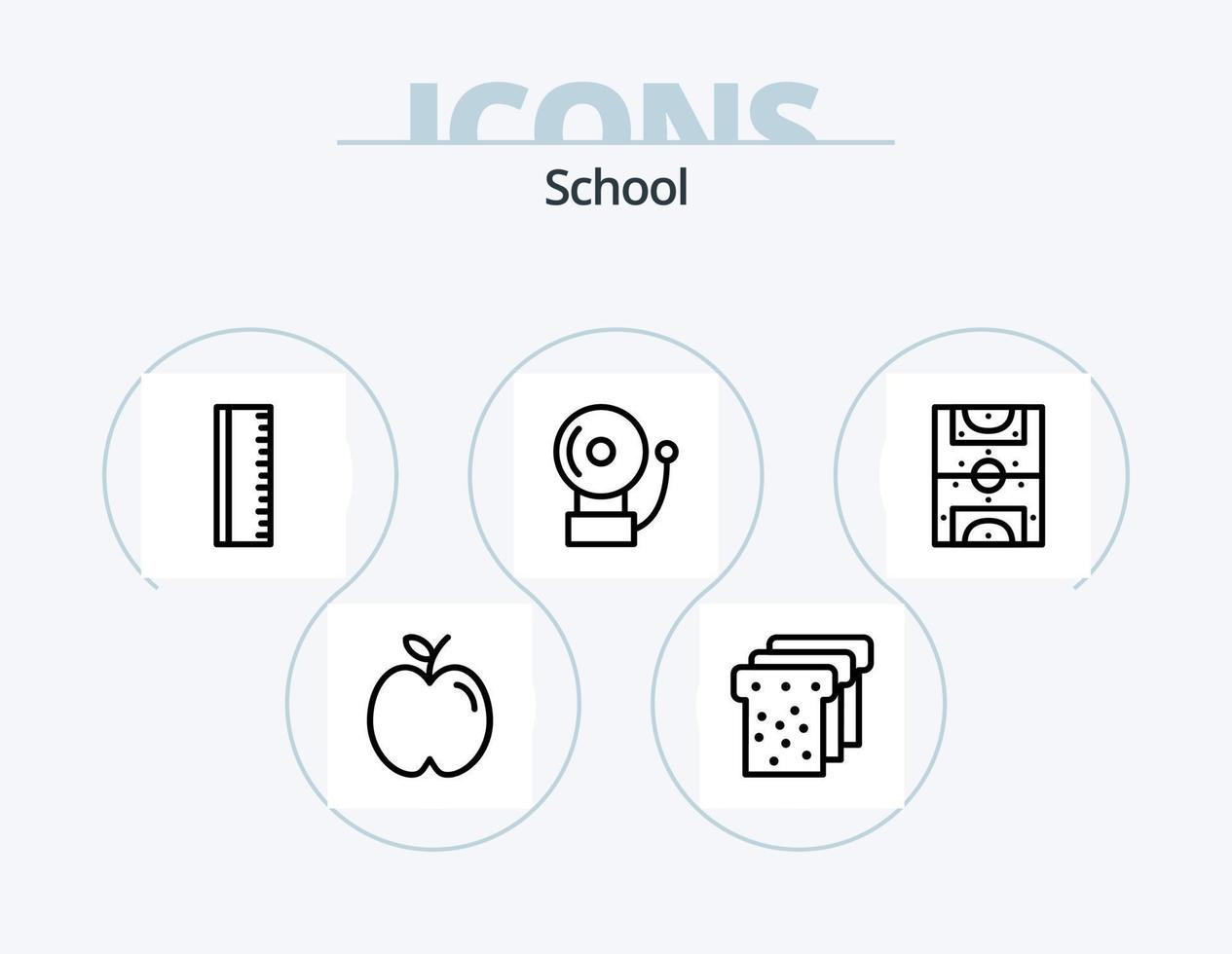 design de ícones do pacote de 5 ícones da linha escolar. Educação. livro. Educação. Educação. banheiras vetor
