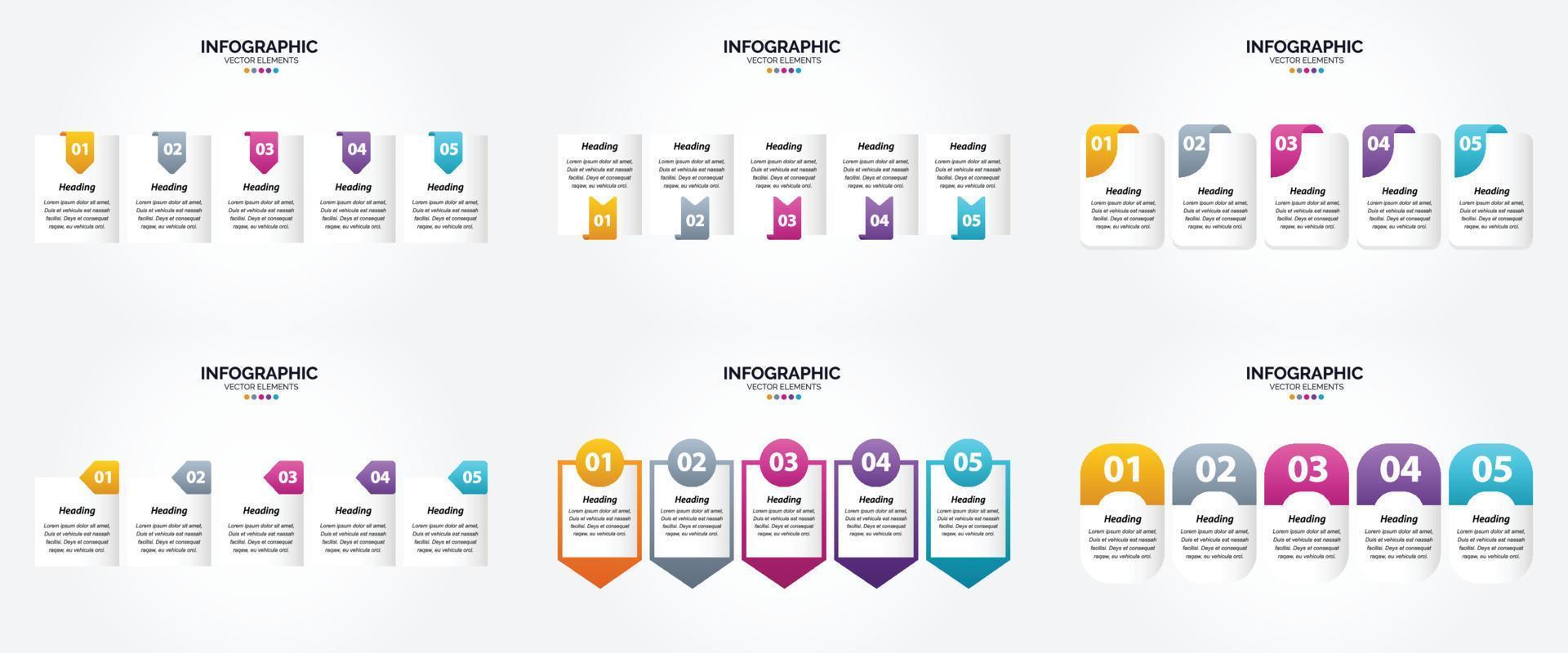 conjunto de design plano de infográficos de ilustração vetorial para folheto publicitário e revista vetor