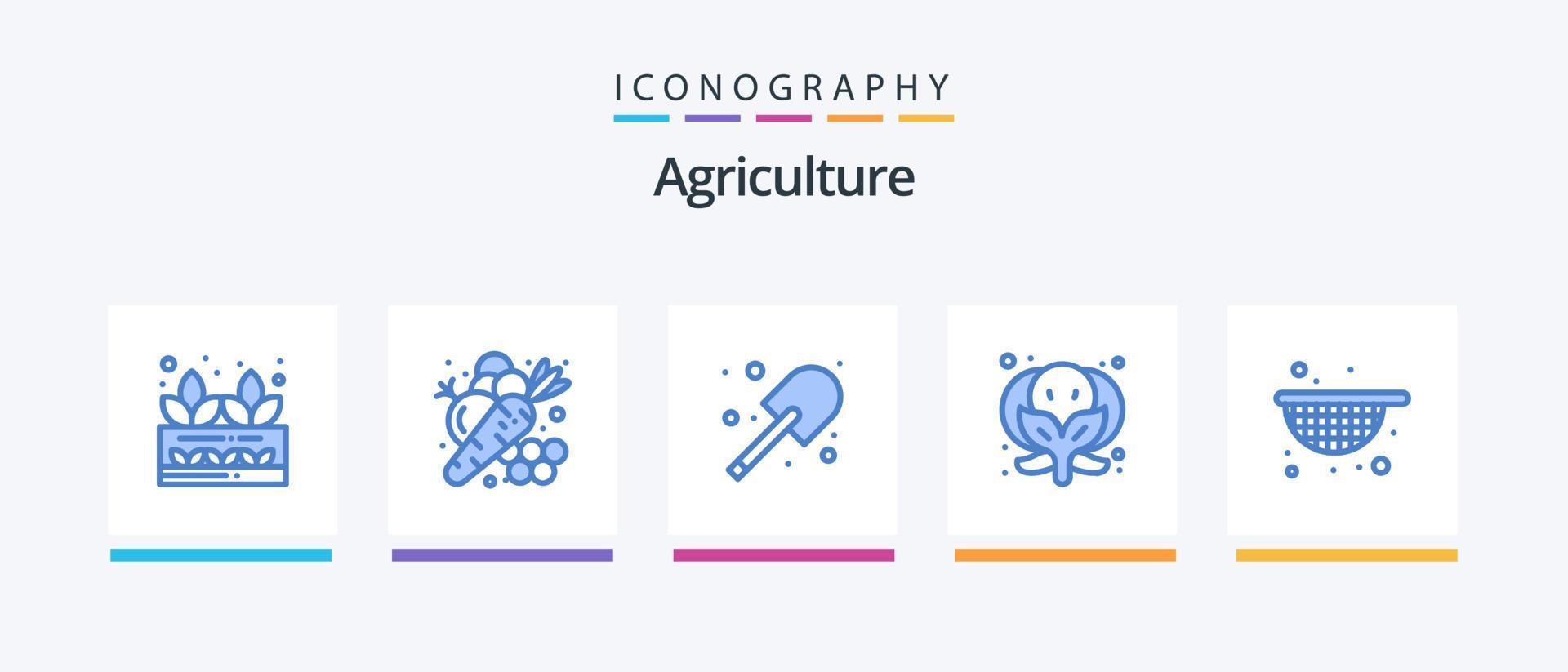 pacote de ícones de agricultura azul 5, incluindo agricultura. vegetal. vegetal. Comida. pá. design de ícones criativos vetor