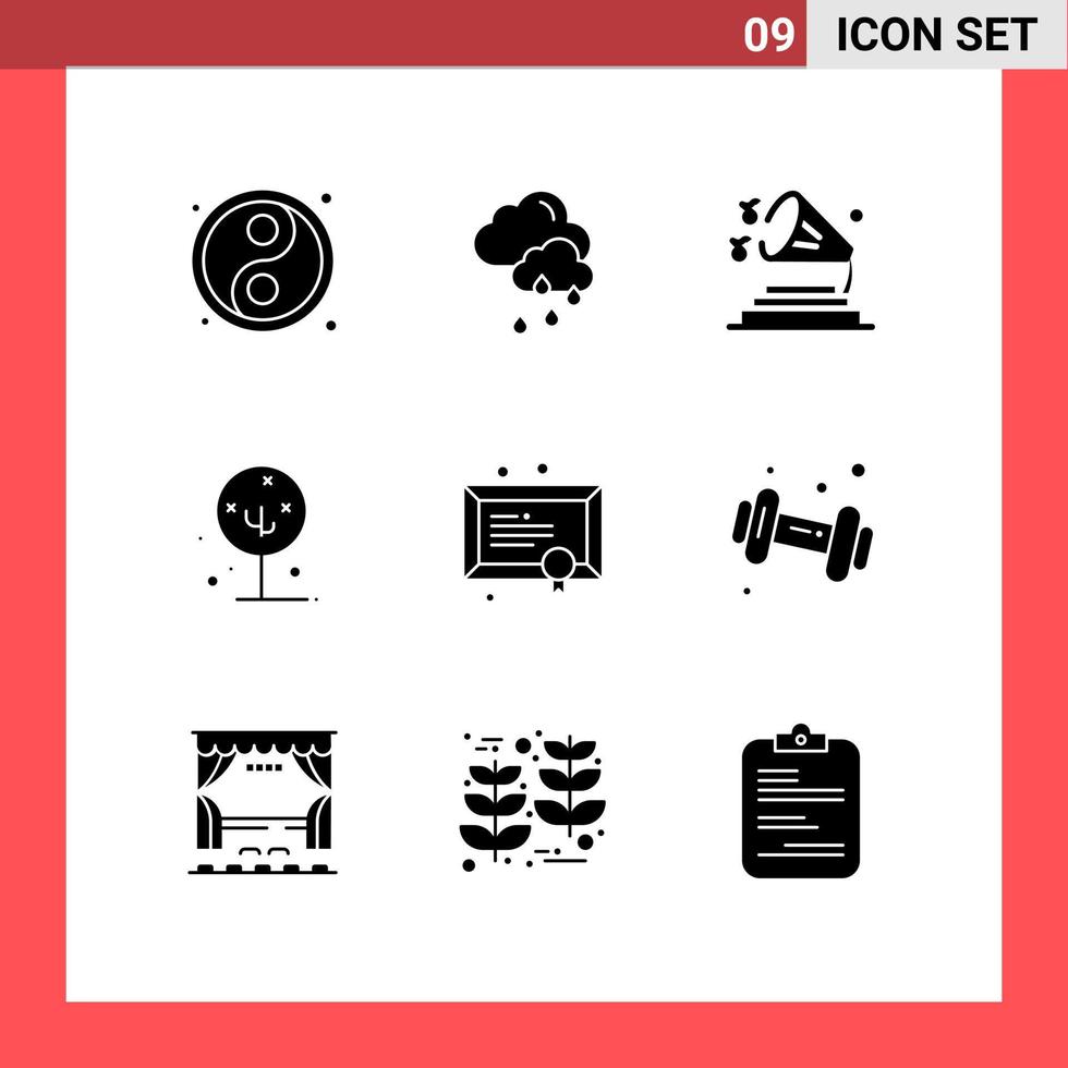 pacote de ícones vetoriais de estoque de 9 sinais e símbolos de linha para alto-falante de diploma escolar natureza lótus elementos de design de vetores editáveis