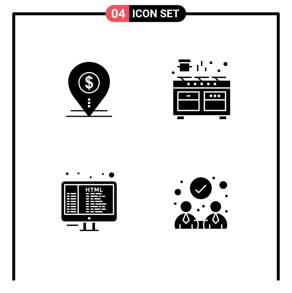ícones criativos sinais modernos e símbolos de elementos de design de vetor editável de código de fogão de localização de panela de dólar