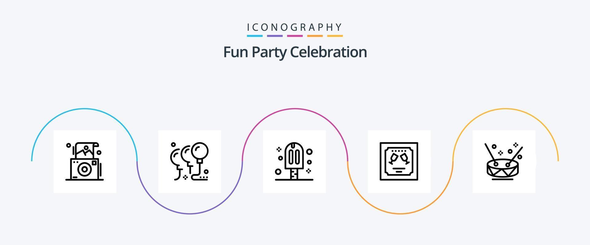 pacote de ícones da linha de festa 5, incluindo instrumentos. carta. carnaval. convite. cartão vetor