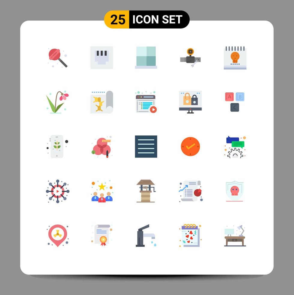 grupo de símbolos de ícone universal de 25 cores planas modernas de elementos de design de vetores editáveis de construção de medidores de calendário de halloween