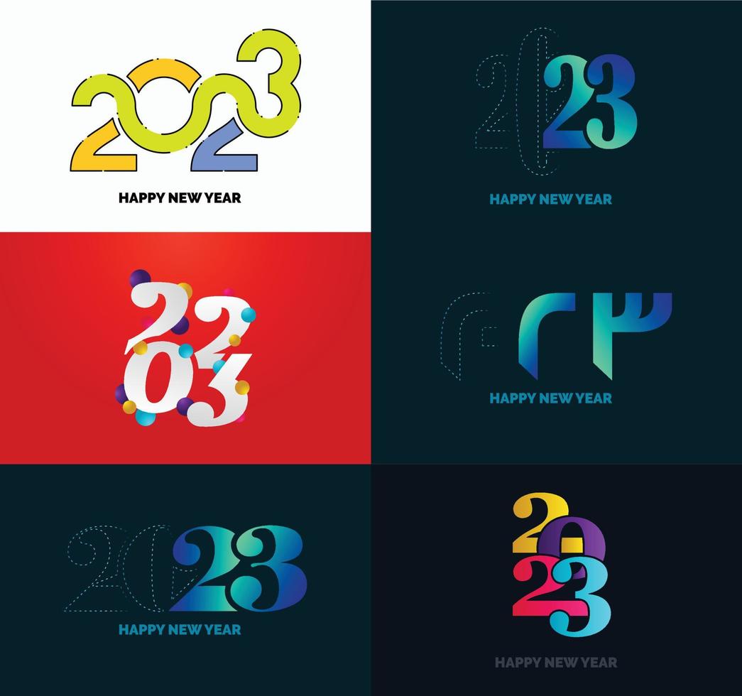 grande conjunto de design de texto de logotipo de feliz ano novo de 2023 modelo de design de número de 2023 vetor