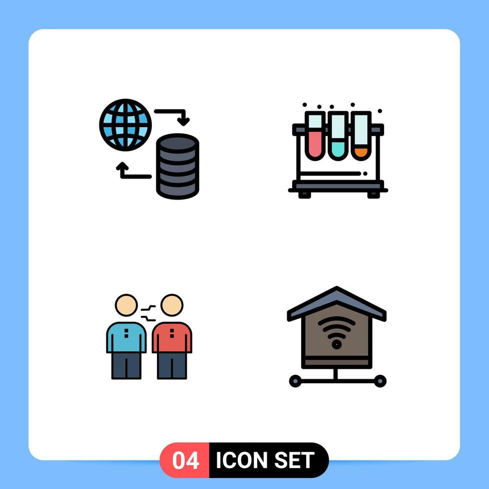 4 ícones criativos sinais e símbolos modernos de hospedagem de tubos de web de parceria elementos de design de vetores editáveis de negócios