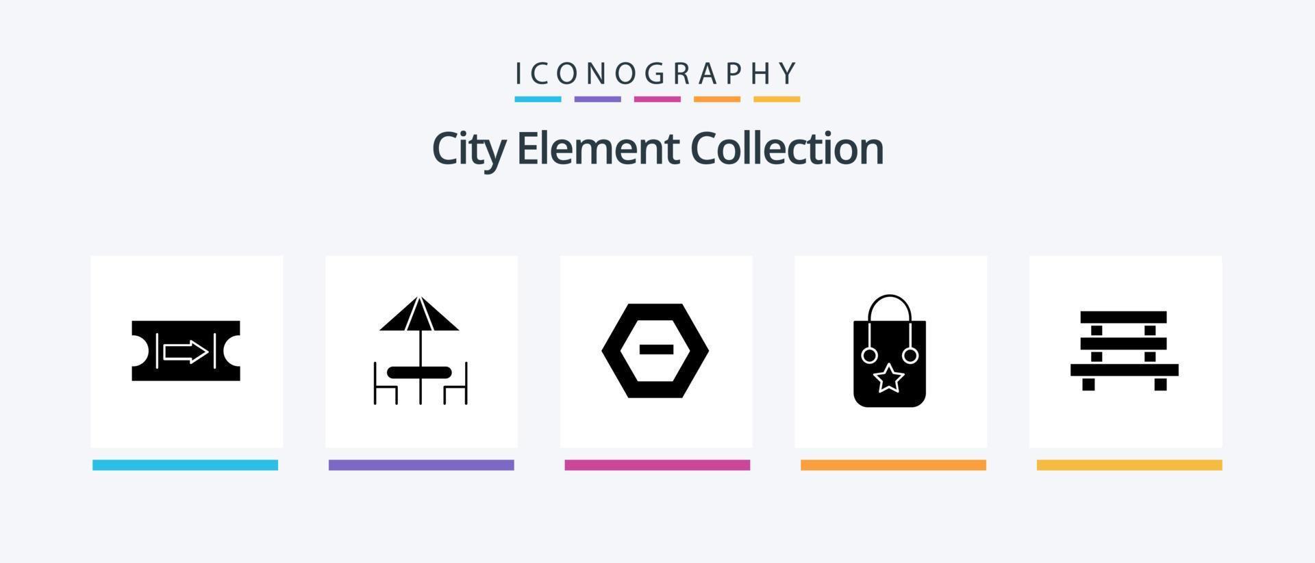 cidade elemento coleção glifo 5 ícone pacote Incluindo jantar