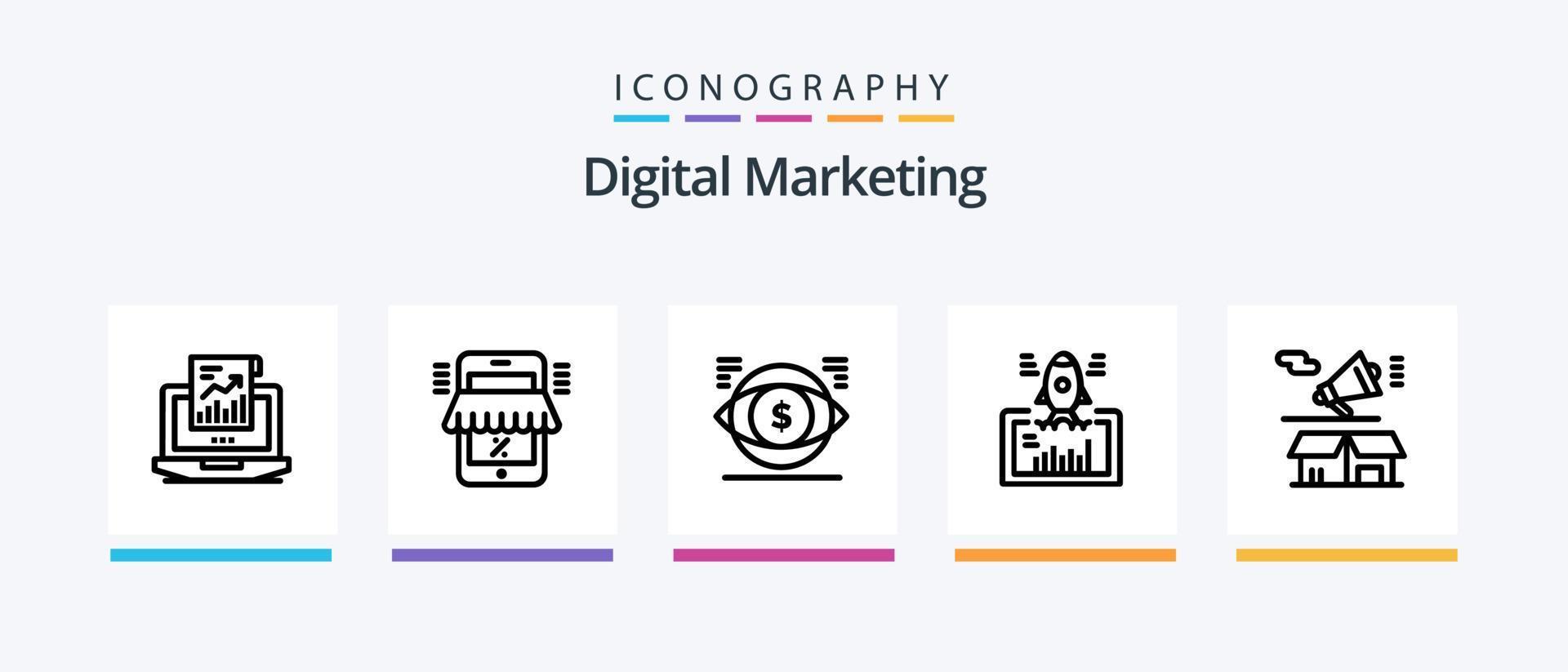 pacote de ícones de linha 5 de marketing digital, incluindo toque. clique. Mercado. audiência. marketing. design de ícones criativos vetor