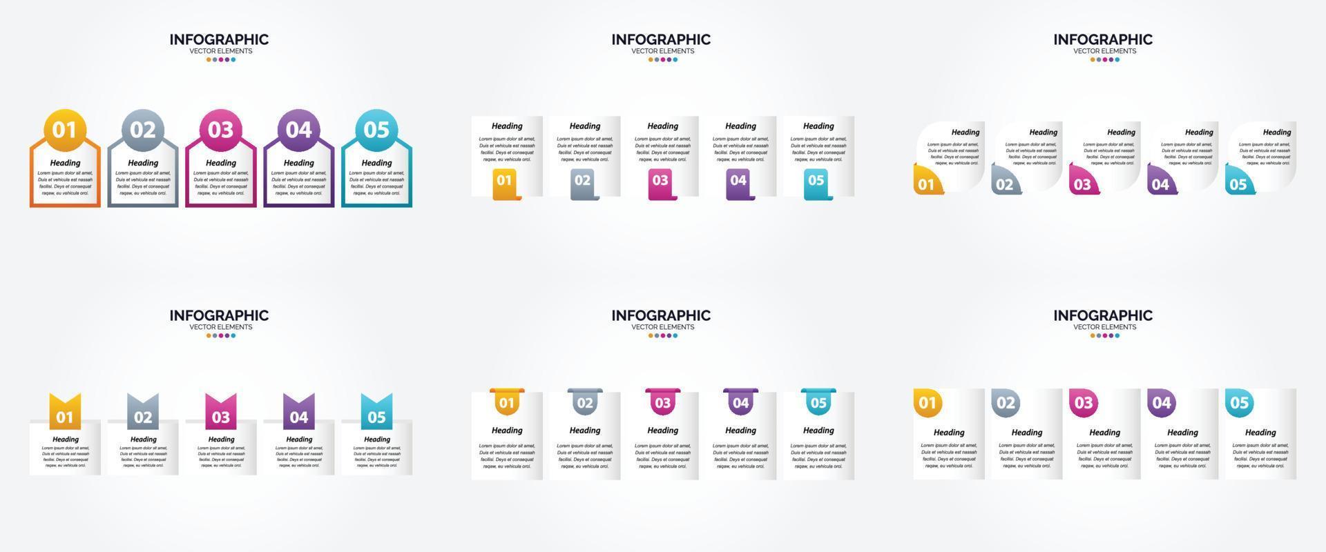 conjunto de design plano de infográficos de ilustração vetorial para folheto publicitário e revista vetor