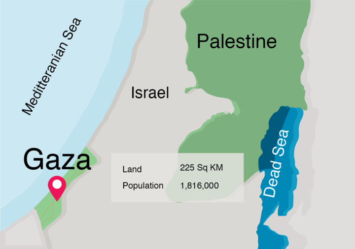 Mapa do mundo da Faixa de Gaza vetor