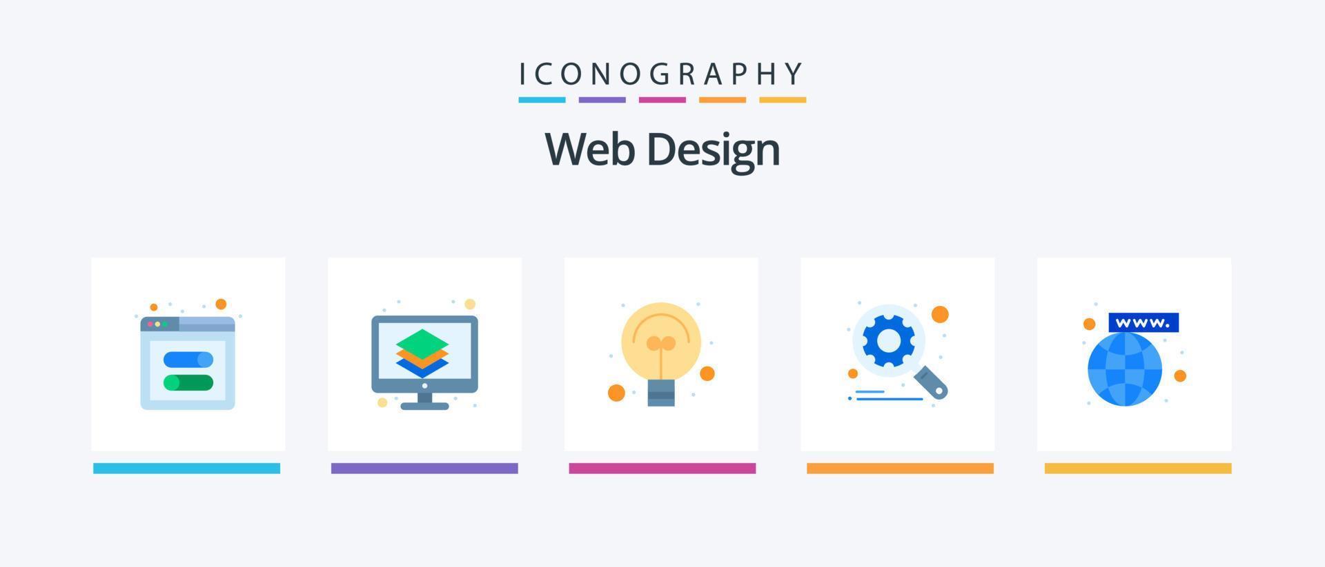 web design flat 5 icon pack incluindo conexão. procurar. Ferramentas. Varredura. lupa. design de ícones criativos vetor