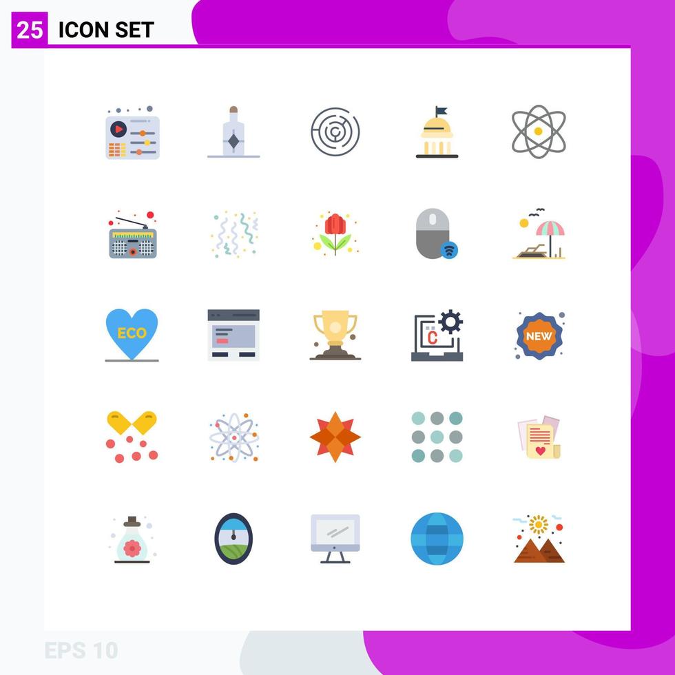 conjunto de 25 símbolos de símbolos de ícones de interface do usuário modernos para física átomo círculo labirinto votação elementos de design de vetores editáveis políticos