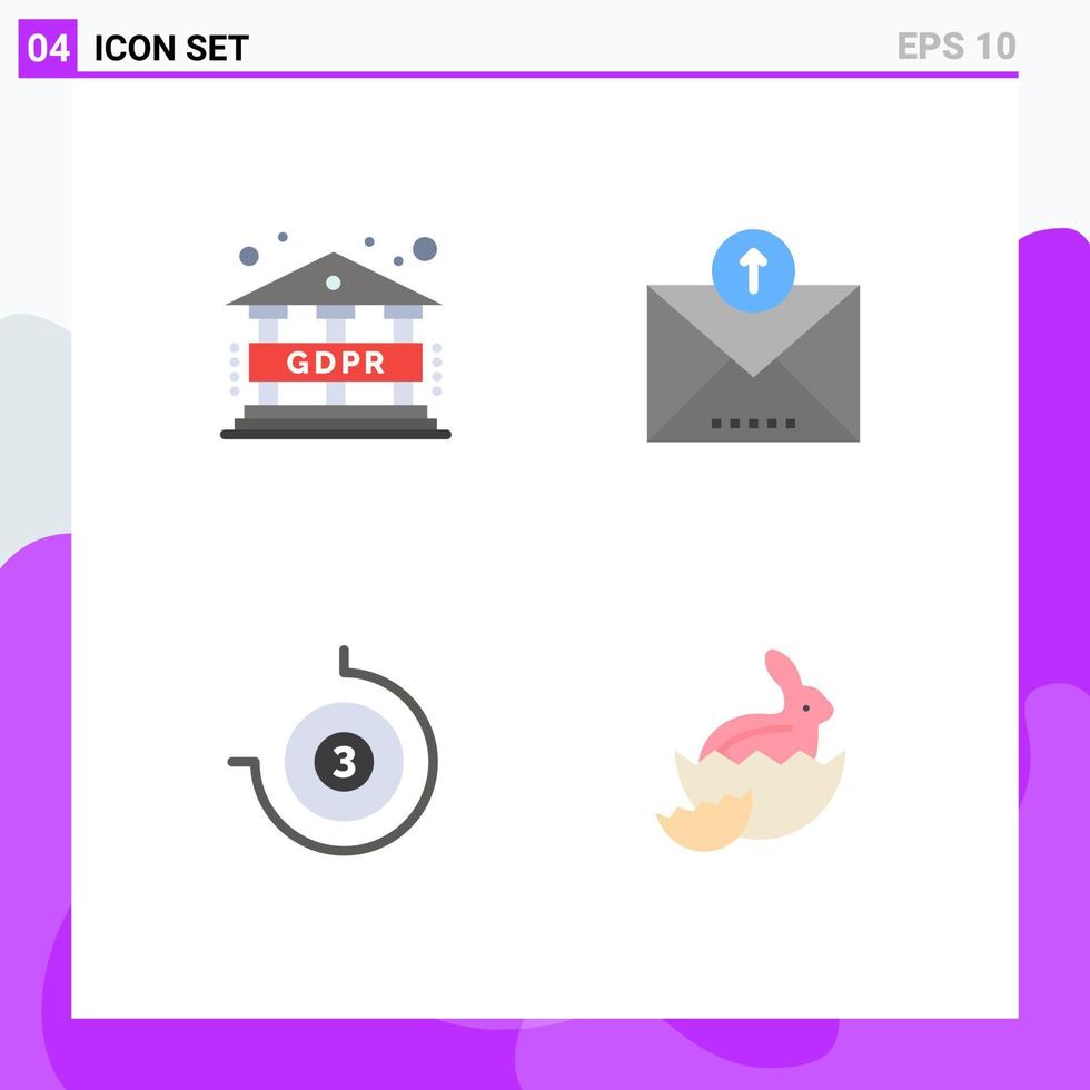 grupo de 4 sinais e símbolos de ícones planos para comércio eletrônico de relógio de dados enviados elementos de design de vetores editáveis de páscoa
