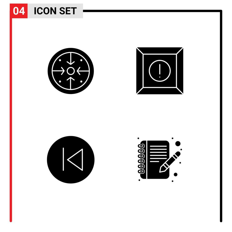 pacote de ícones vetoriais de estoque de 4 sinais e símbolos de linha para estágios seta esquerda operação setas de produto setas esquerdas elementos de design de vetores editáveis