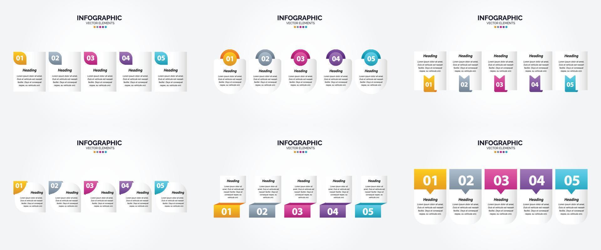 conjunto de design plano de infográficos de ilustração vetorial para folheto publicitário e revista vetor